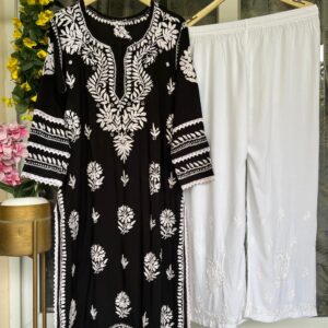 Premium Modal Chikankari Kurti with Rayon Plazo