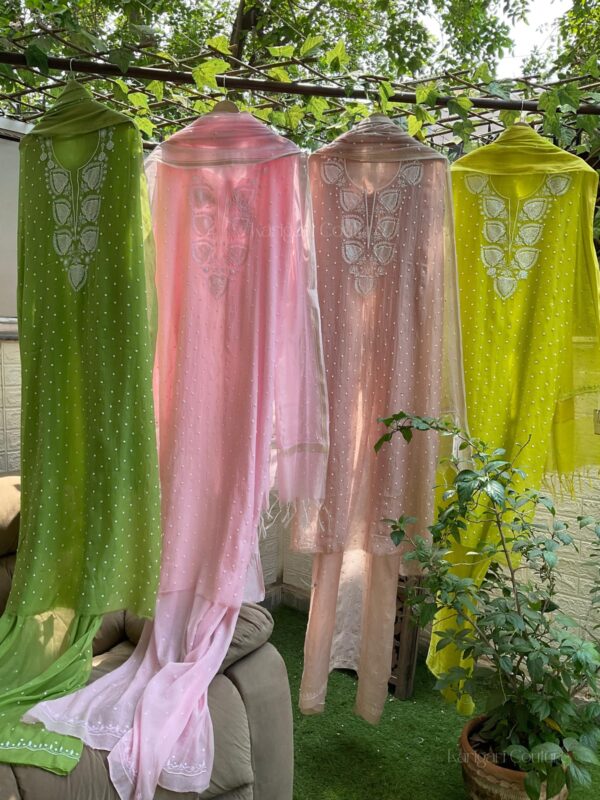 Mulmul Chanderi Suit with Pearl and Cutdana Work