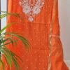 Mulmul Chanderi Suit with Pearl and Cutdana Work – orange