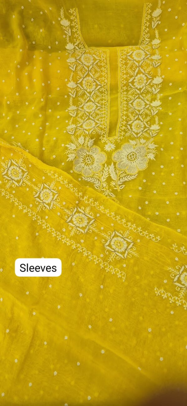 Mulmul Chanderi Suit with Pearl and Cutdana Work – Yellow