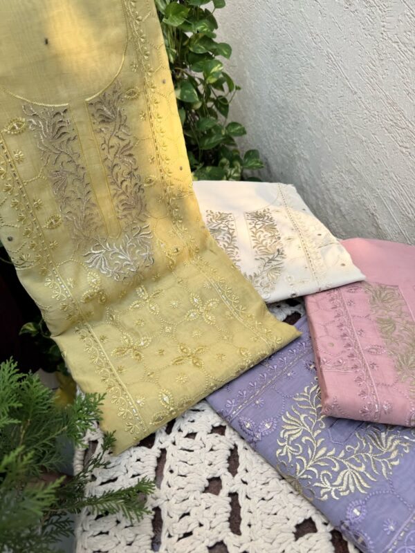 Mulmul Kurta Set with Zari Pitta Work