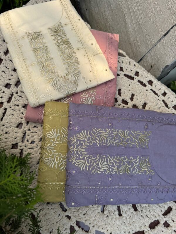 Mulmul Kurta Set with Zari Pitta Work