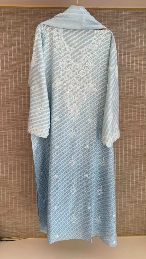 Mul Chanderi Jacquard Set with Sequin Katdana Work – sky blue