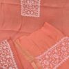 Mal Mal Chanderi Chikankari Suit – peach