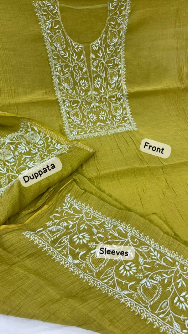 Mal Mal Chanderi Chikankari Suit
