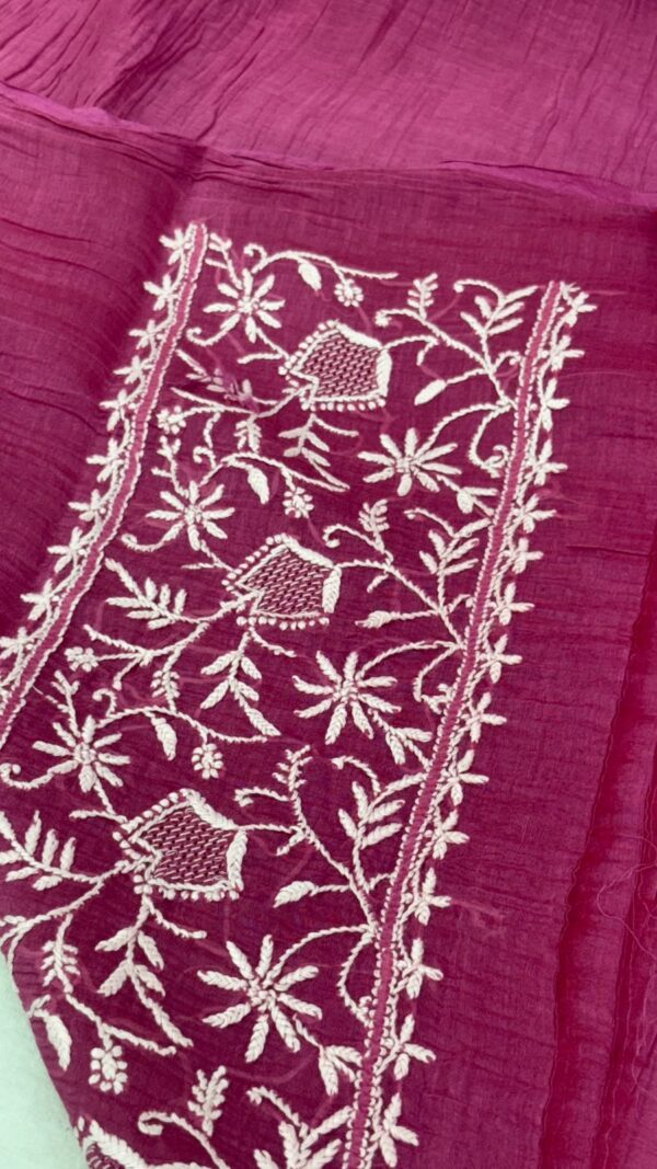 Mal Mal Chanderi Chikankari Suit