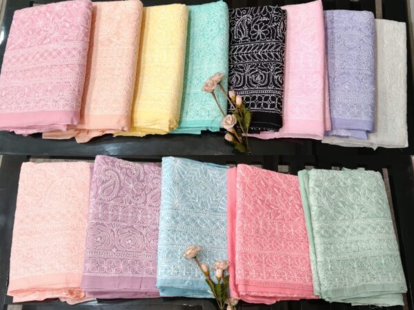 Cotton Chikankari Unstitched Suit with Chiffon Dupatta