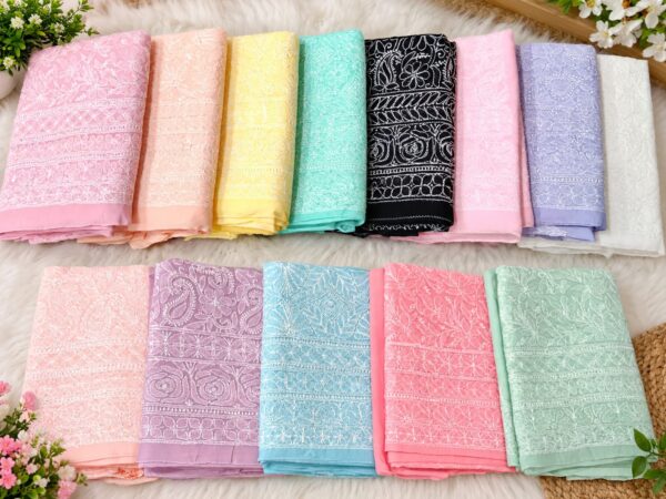 Cotton Chikankari Unstitched Suit with Chiffon Dupatta