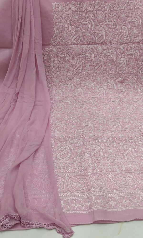 Cotton Chikankari Unstitched Suit with Chiffon Dupatta – Mauve