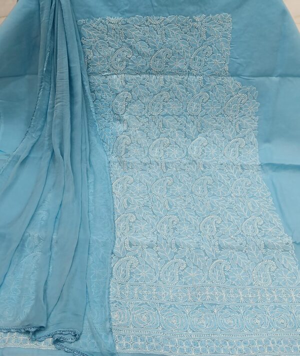 Cotton Chikankari Unstitched Suit with Chiffon Dupatta