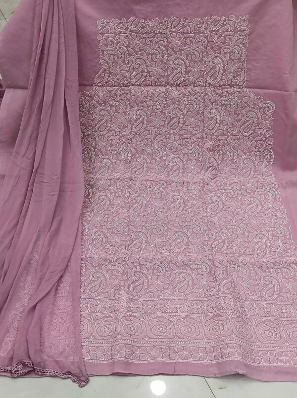 Cotton Chikankari Unstitched Suit with Chiffon Dupatta