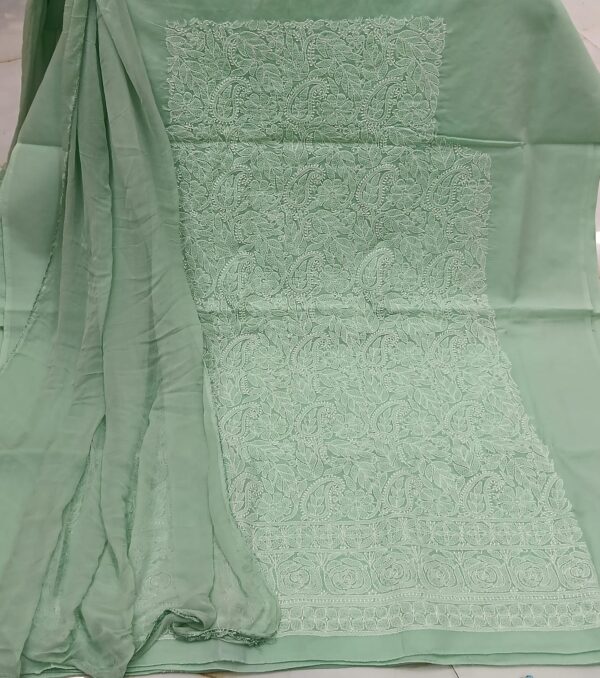 Cotton Chikankari Unstitched Suit with Chiffon Dupatta
