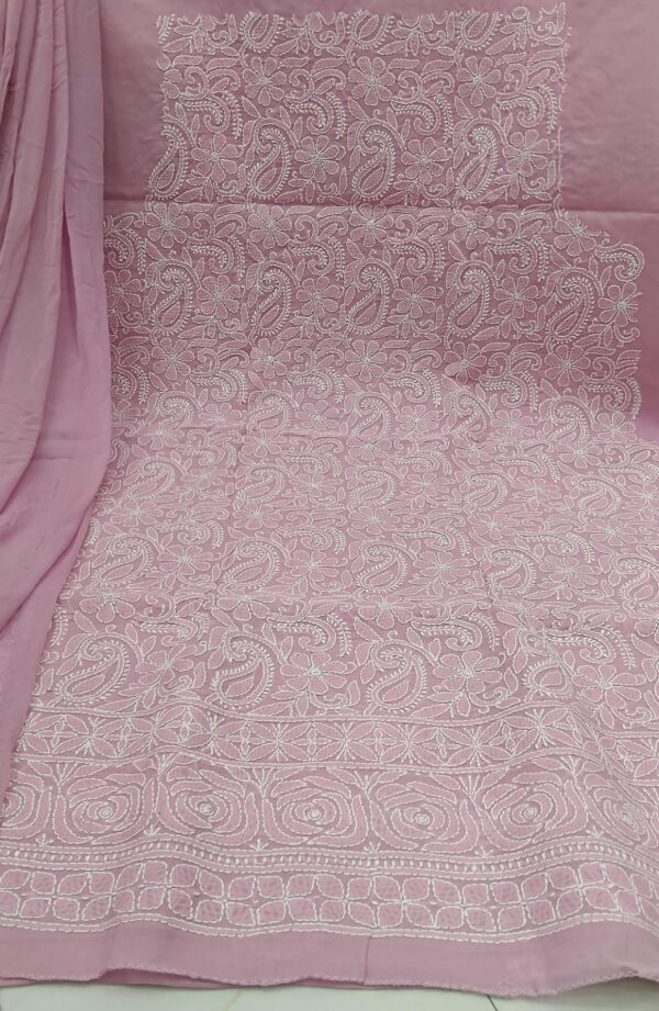 Cotton Chikankari Unstitched Suit with Chiffon Dupatta – Onion Pink