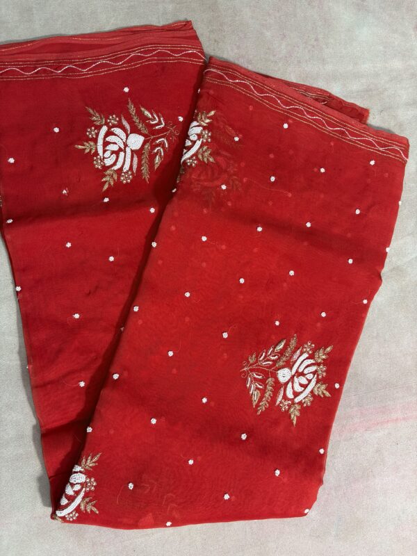 Viscose Organza Saree with Aari Zardozi Work