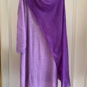 Party Wear Mul Chanderi Set with Mukaish Work – Lavendar