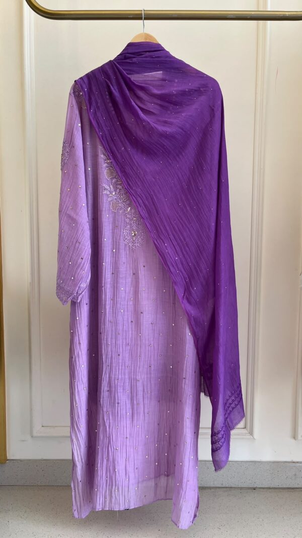 Party Wear Mul Chanderi Set with Mukaish Work – Lavendar