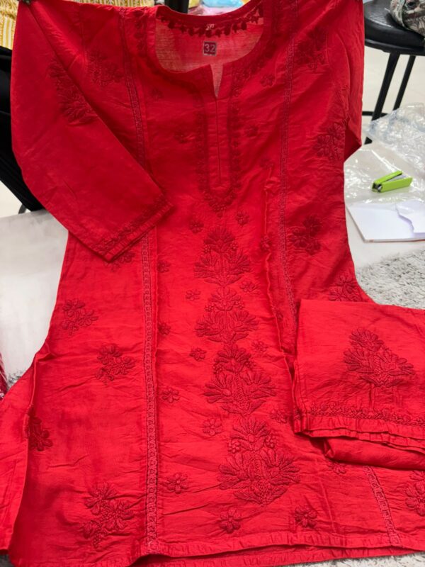 Kids Chikankari Garara Set – Red