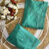 Chanderi Angarkha Kurti with Lace Pants – Sea Green