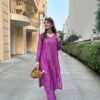 Chanderi Angarkha Kurti with Lace Pants – Magenta