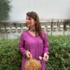 Chanderi Angarkha Kurti with Lace Pants