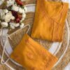 Chanderi Angarkha Kurti with Lace Pants – Mustard