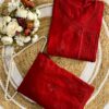 Chanderi Angarkha Kurti with Lace Pants – Red