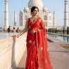 Viscose Organza Saree with Aari Zardozi Work