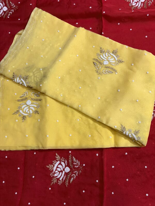 Viscose Organza Saree with Aari Zardozi Work