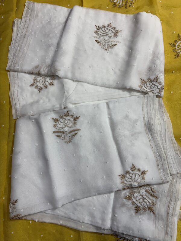 Viscose Organza Saree with Aari Zardozi Work