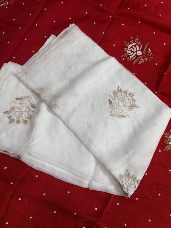 Viscose Organza Saree with Aari Zardozi Work