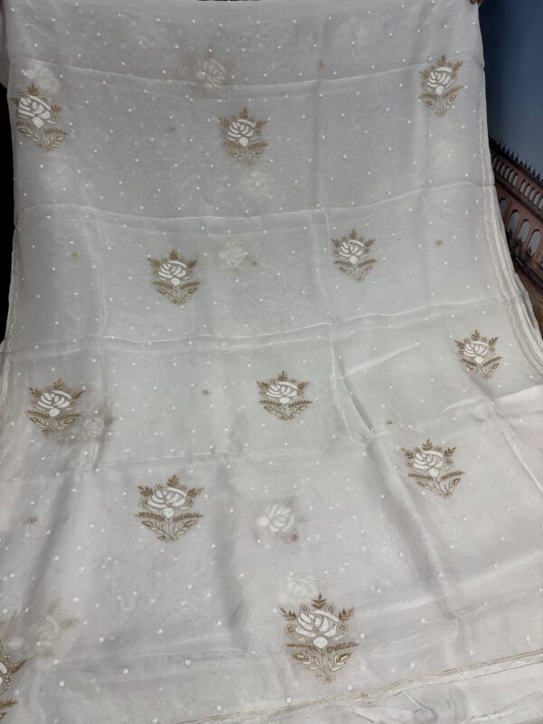 Viscose Organza Saree with Aari Zardozi Work