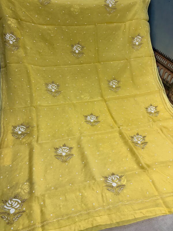 Viscose Organza Saree with Aari Zardozi Work