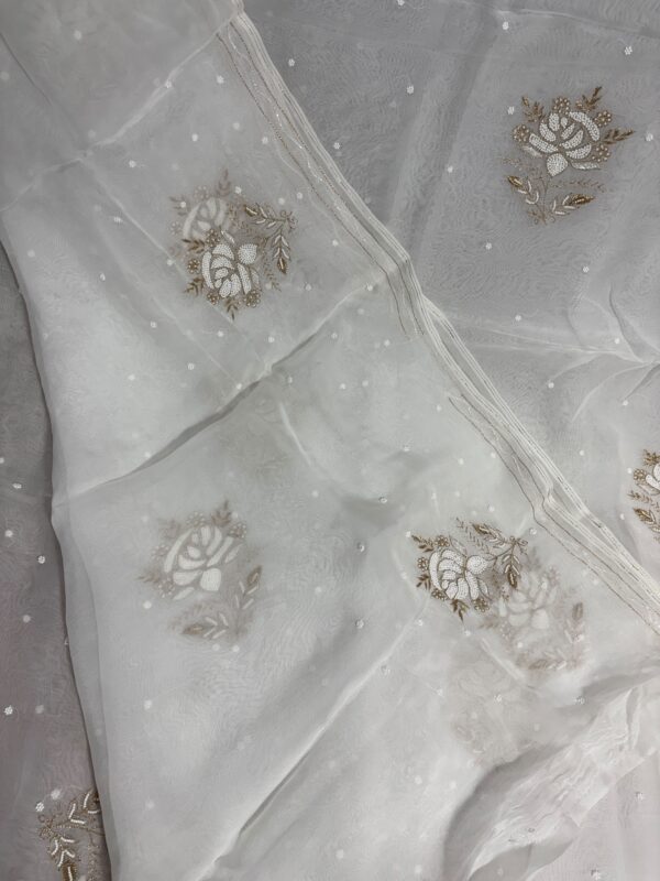 Viscose Organza Saree with Aari Zardozi Work