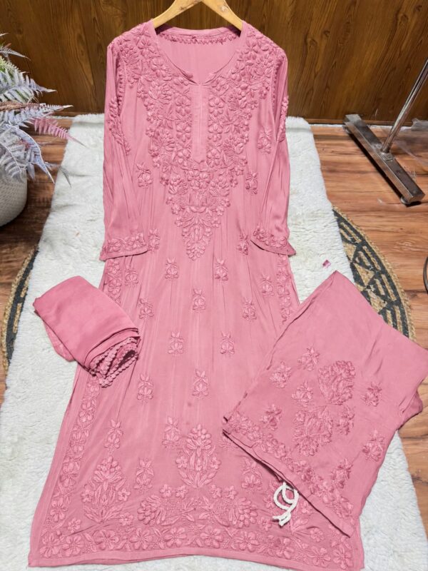 Modal Chikankari Plazo Set with Dupatta – pink