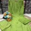 Lucknowi Chikankari Chanderi 3 Piece Set – Parrot Green