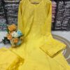 Lucknowi Chikankari Chanderi 3 Piece Set – Yellow
