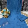 Lucknowi Chikankari Chanderi 3 Piece Set – Blue