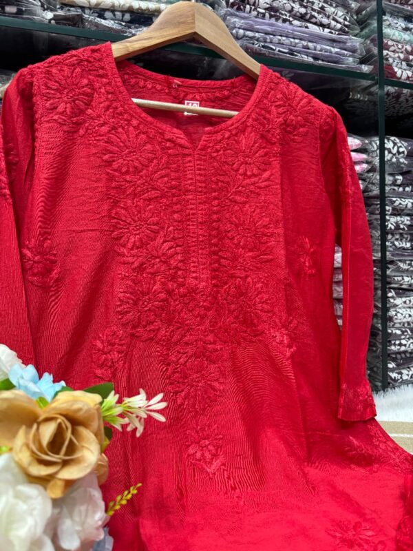 Lucknowi Chikankari Chanderi 3 Piece Set