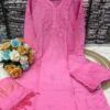Lucknowi Chikankari Chanderi 3 Piece Set – pink